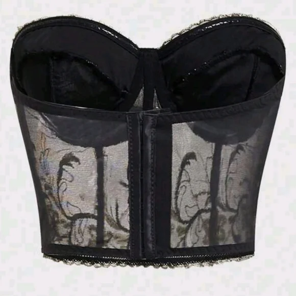 Elegant Black and Gold Embroidered Bustier - Picture 2 of 5